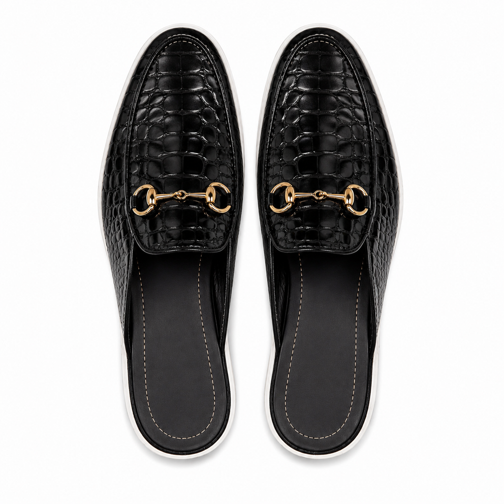 “Royale” Croco Mule Terlik (Siyah)