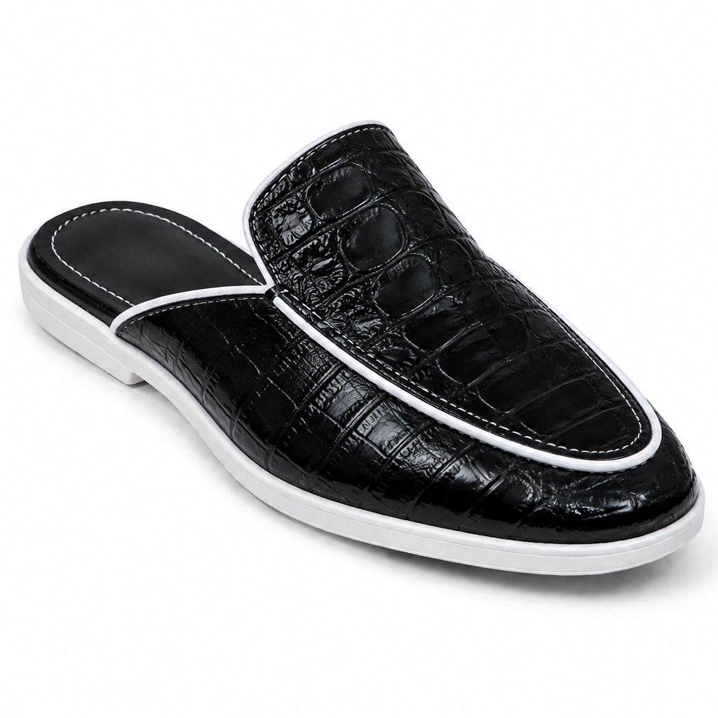 “Royale” Croco Mule Terlik (Beyaz)