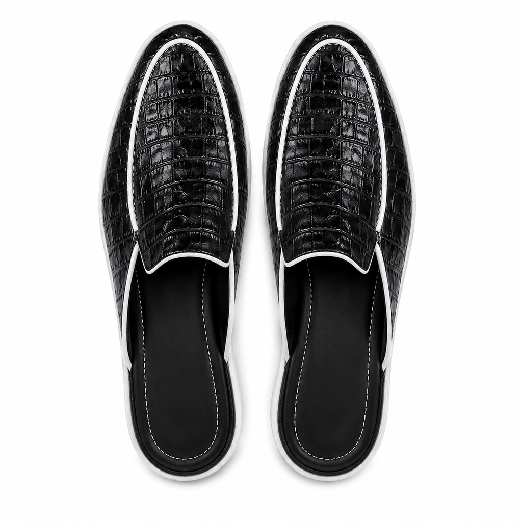 “Royale” Croco Mule Terlik (Beyaz)