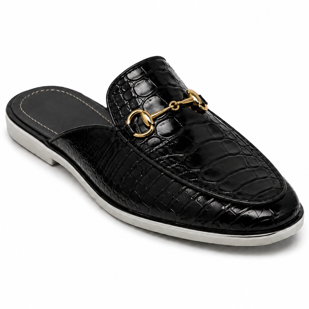 “Royale” Croco Mule Terlik (Siyah)