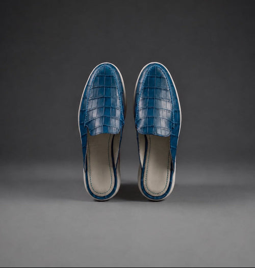 “Pacific” Koyu Mavi Croco Mule Terlik