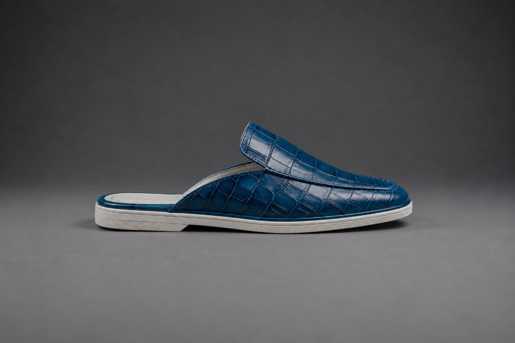 “Pacific” Koyu Mavi Croco Mule Terlik