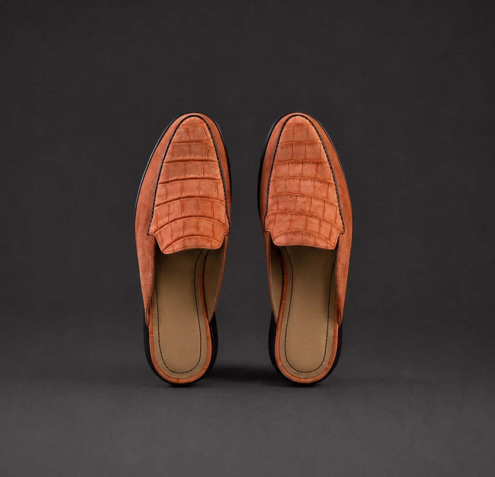 “Arizona” Turuncu Croco Mule Terlik