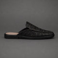 “Obsidian” Koyu Mavi Croco Mule Terlik