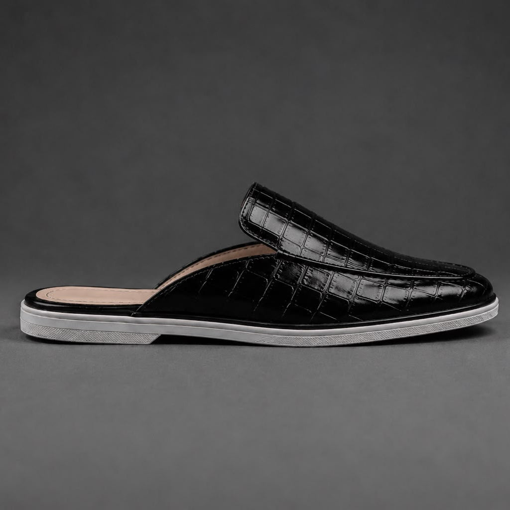 “Obsidian” Croco Mule Terlik